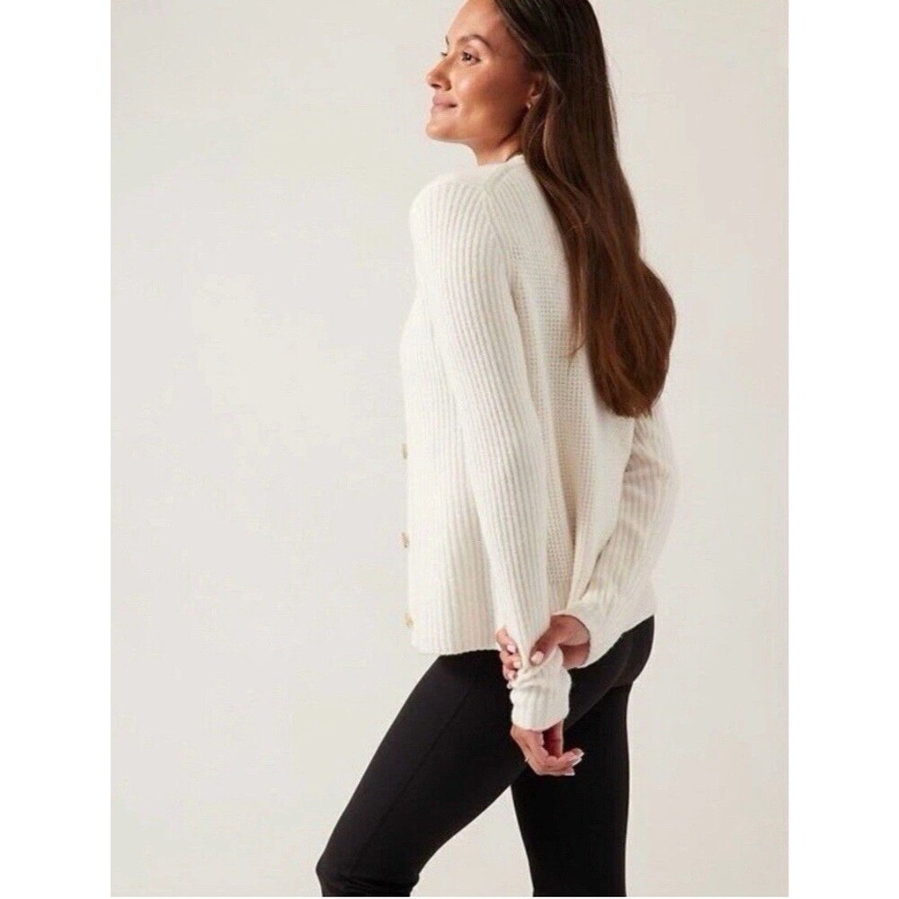 Athleta Womens Layover Cardigan Size M Wool Blend Cream V Neck Cream NEW W TAG - Picture 5 of 16